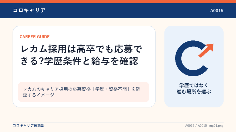 レカムのキャリア採用の応募資格「学歴・資格不問」を確認するイメージ