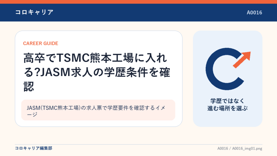 JASM(TSMC熊本工場)の求人票で学歴要件を確認するイメージ