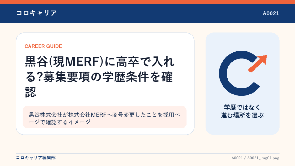 黒谷株式会社が株式会社MERFへ商号変更したことを採用ページで確認するイメージ