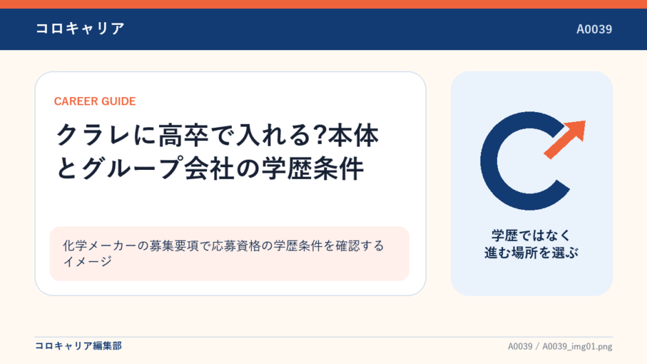 化学メーカーの募集要項で応募資格の学歴条件を確認するイメージ