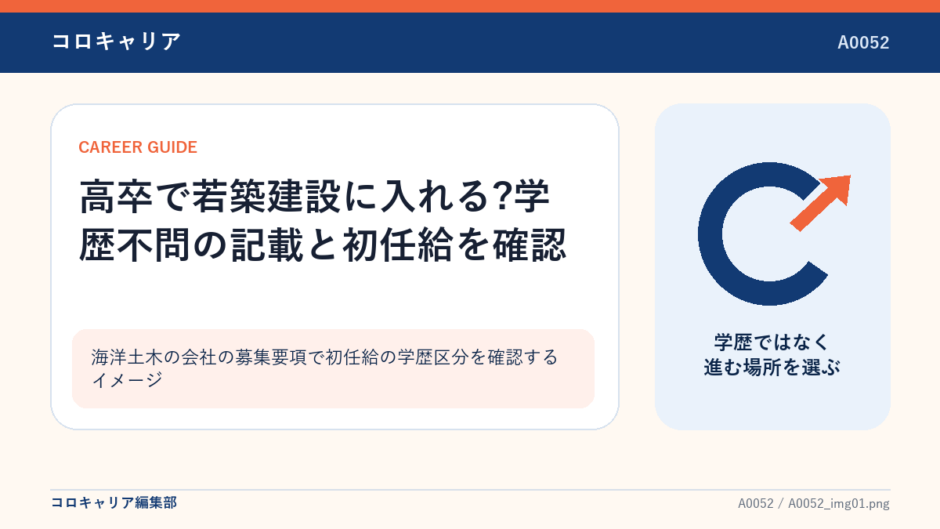 海洋土木の会社の募集要項で初任給の学歴区分を確認するイメージ