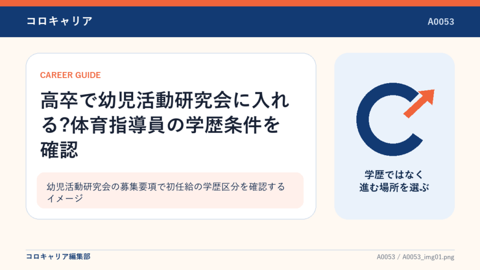 幼児活動研究会の募集要項で初任給の学歴区分を確認するイメージ