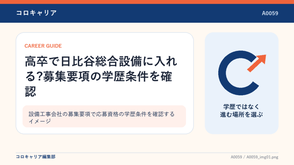 設備工事会社の募集要項で応募資格の学歴条件を確認するイメージ