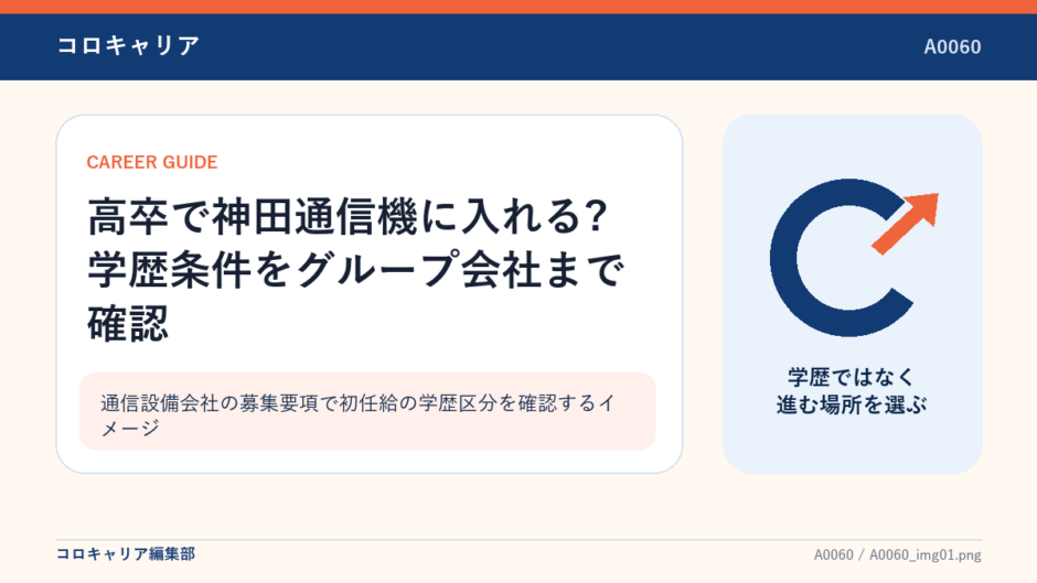 通信設備会社の募集要項で初任給の学歴区分を確認するイメージ