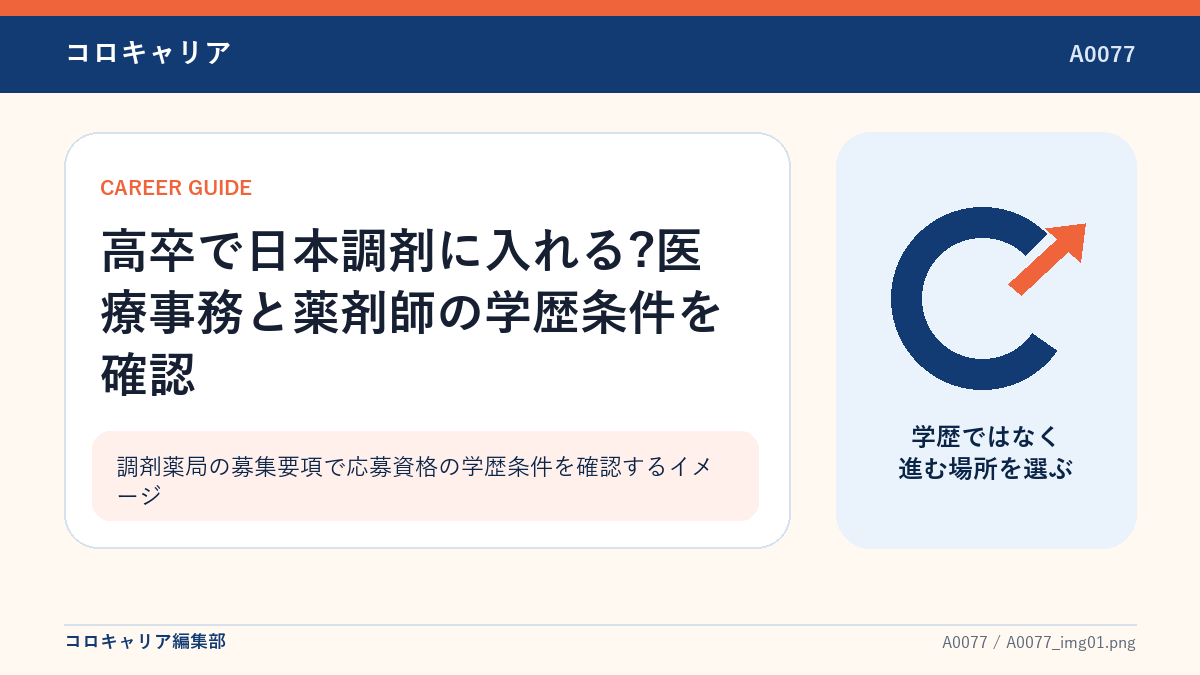調剤薬局の募集要項で応募資格の学歴条件を確認するイメージ