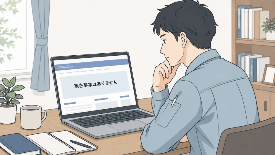企業の採用ページで募集状況を確認するイメージ