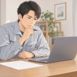 公務員の初任給資料の学歴区分を自分の給与明細と見比べているイメージ