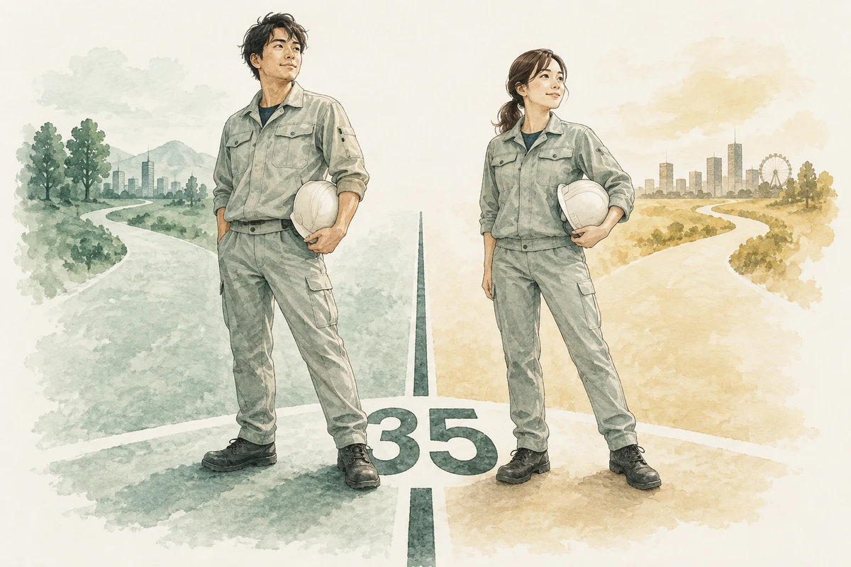 30代の高卒転職を、35歳を境目にした2つの年齢階級として示すイメージ図