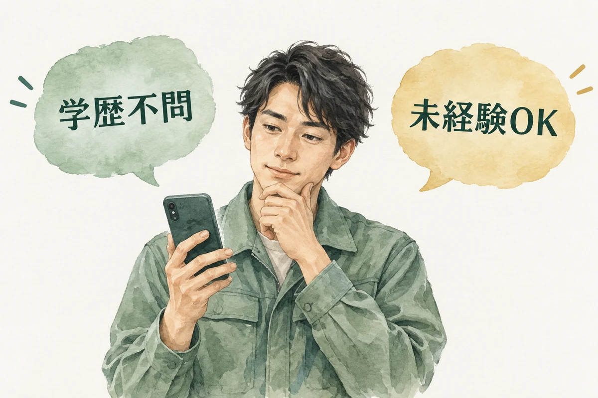 「学歴不問」と「未経験OK」が別々の条件であることを示すイメージ図