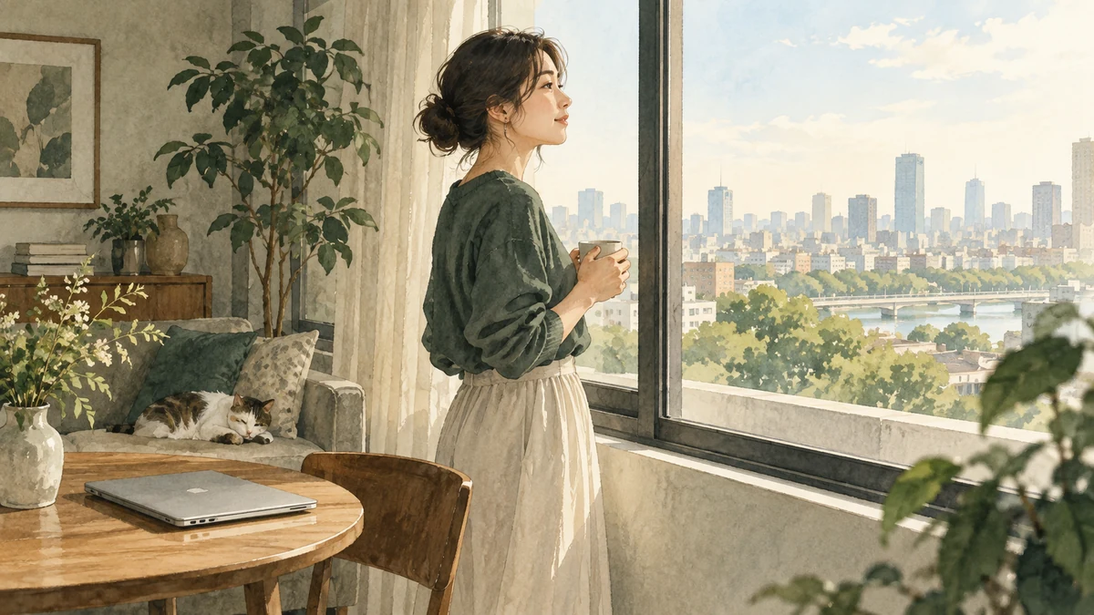 仕事と暮らしの将来を考える女性のイメージ