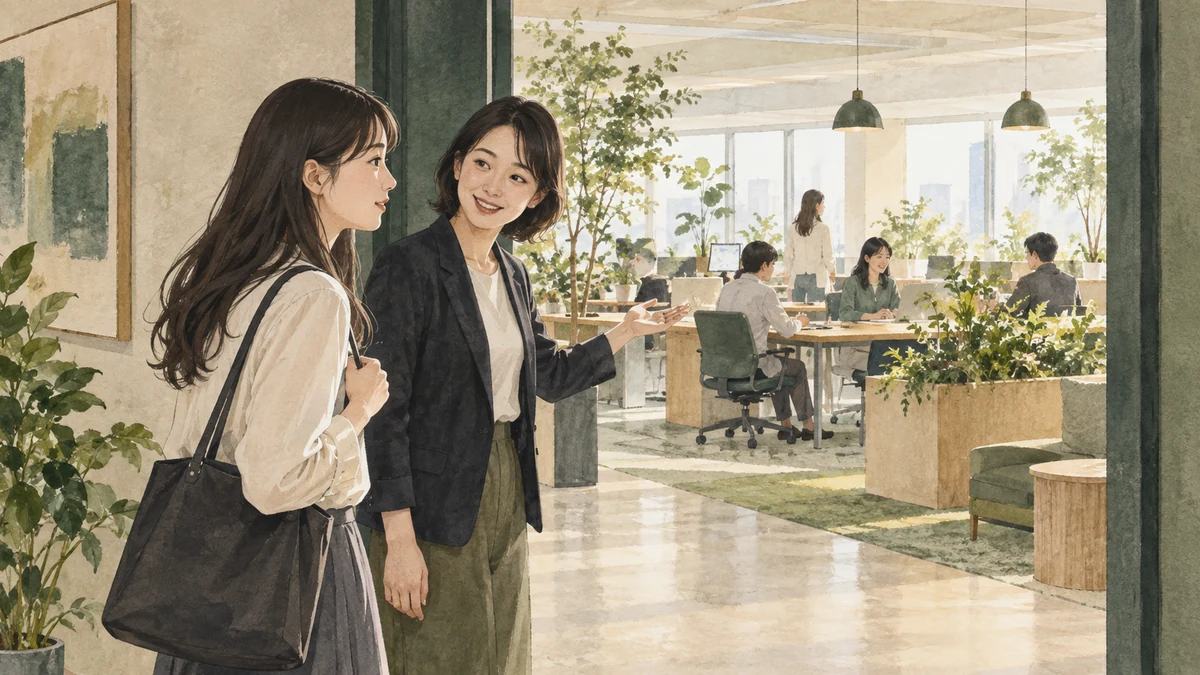 職場の雰囲気を見学する女性のイメージ